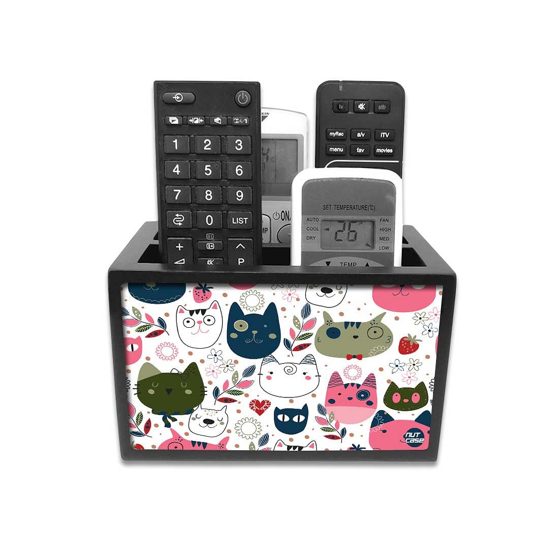 Designer Small Remote Control Holder For TV / AC Remotes -  Cute Cats Nutcase