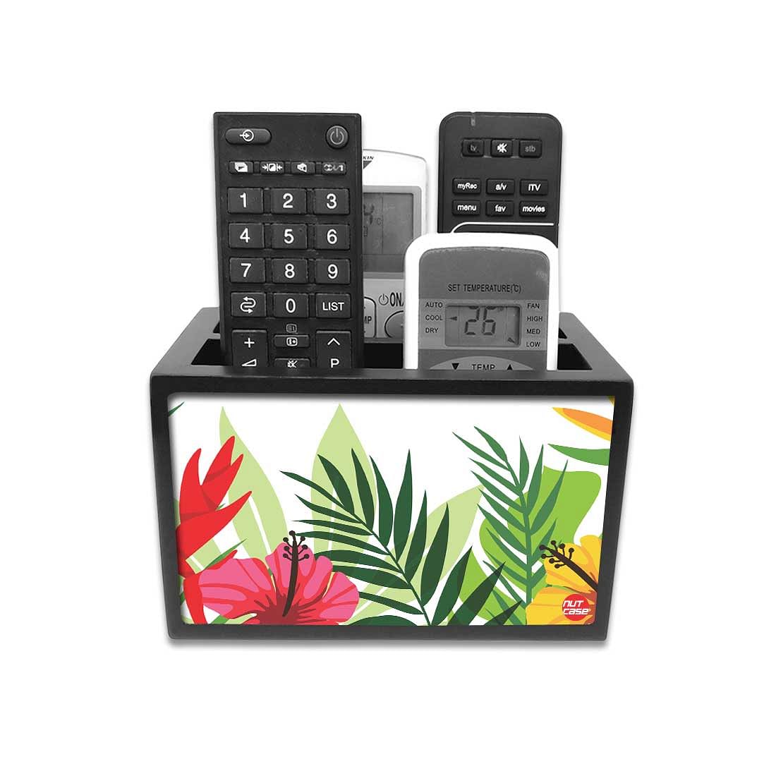 Designer Table Remote Control Holder For TV / AC Remotes -  Green Leaves Nutcase