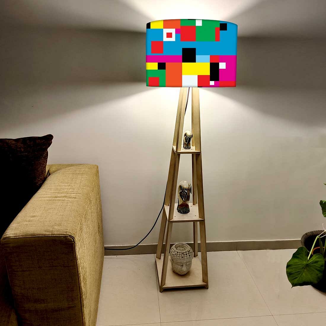 Multicolor Shelf Tripod Floor Lamp for Bedroom - Blocks Nutcase