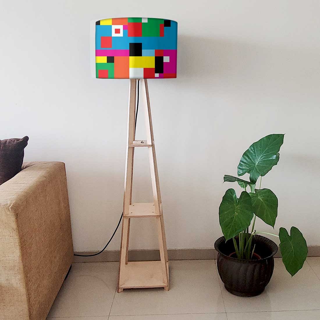 Multicolor Shelf Tripod Floor Lamp for Bedroom - Blocks Nutcase