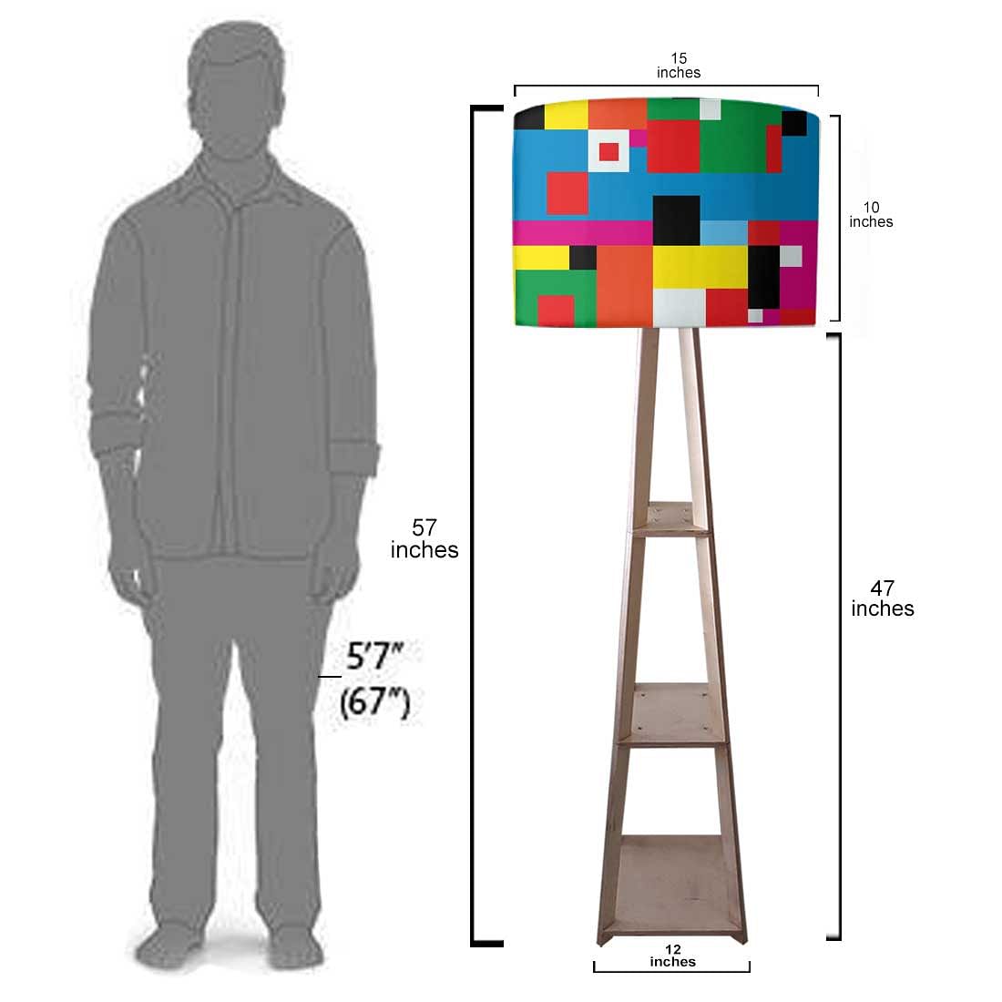 Shelf Tripod Floor Lamp  -   Circle Pattern Nutcase