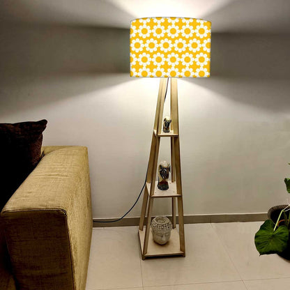 Standing Wooden Tripod Light - Yellow Patterns Nutcase
