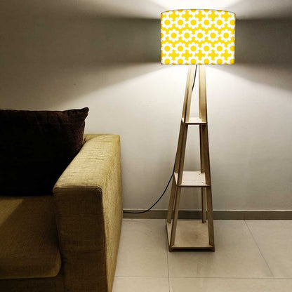 Standing Wooden Tripod Light - Yellow Patterns Nutcase