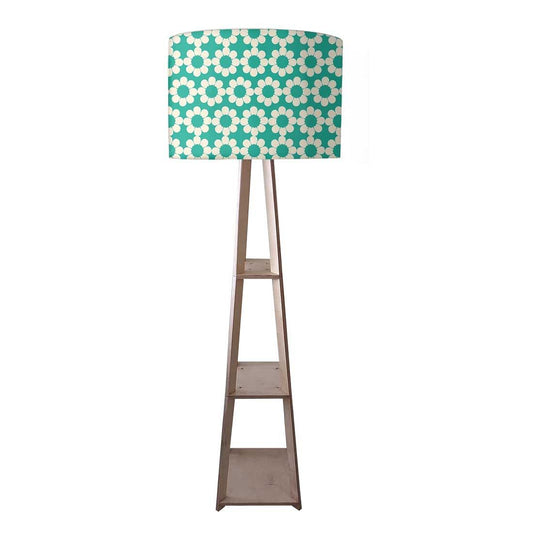 Wooden Tripod Floor Lamp - Teal Patterns Nutcase