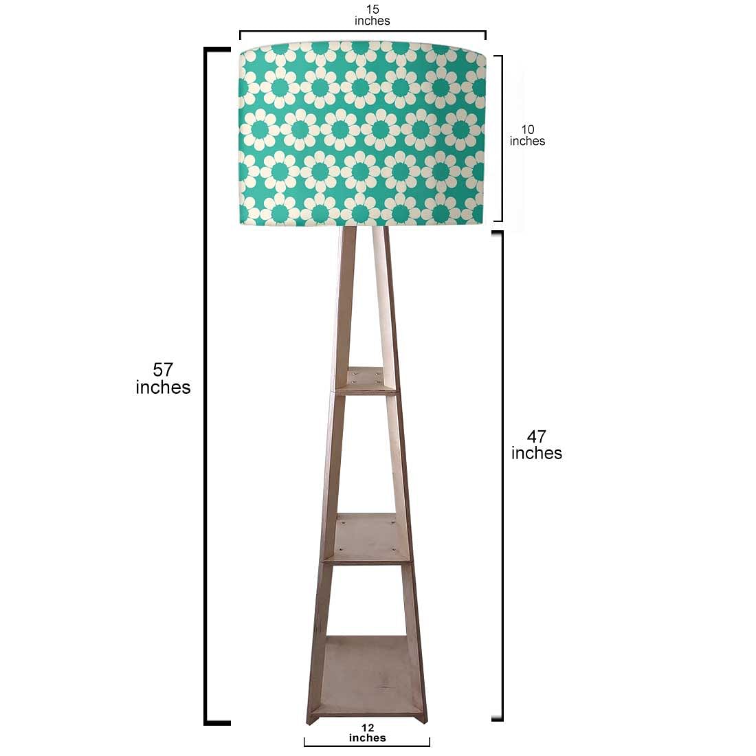 Wooden Tripod Floor Lamp - Teal Patterns Nutcase