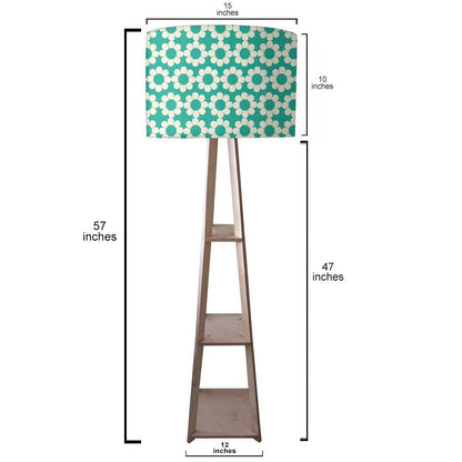 Wooden Tripod Floor Lamp - Teal Patterns Nutcase
