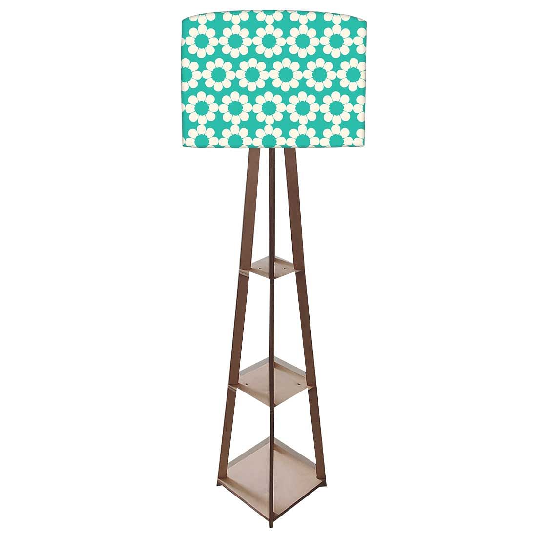Wooden Tripod Floor Lamp - Teal Patterns Nutcase