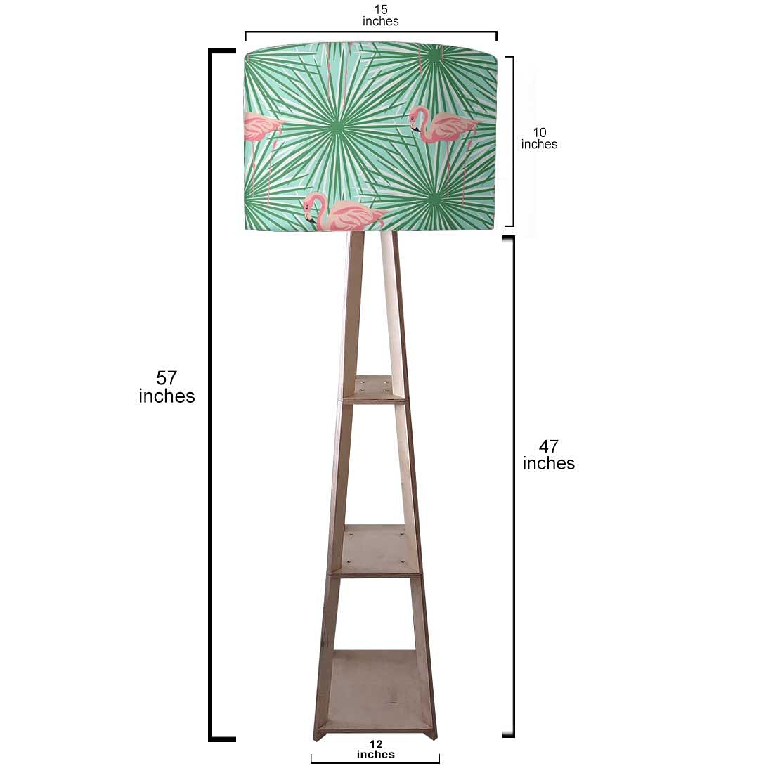 Wooden Floor Lamp for Living Room - Flamingo Green Leaves Nutcase