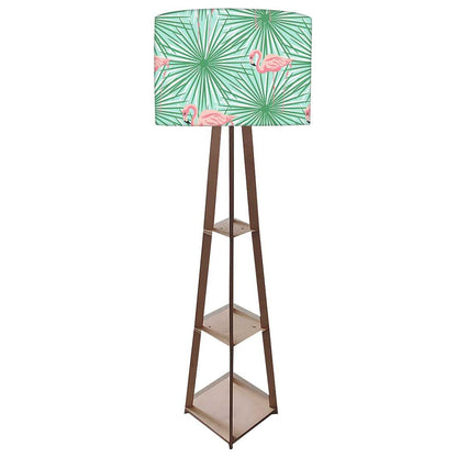 Wooden Floor Lamp for Living Room - Flamingo Green Leaves Nutcase