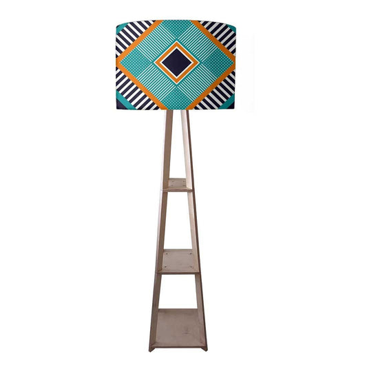 Tripod Wooden Floor Lamp with Shelves - Geometric Nutcase