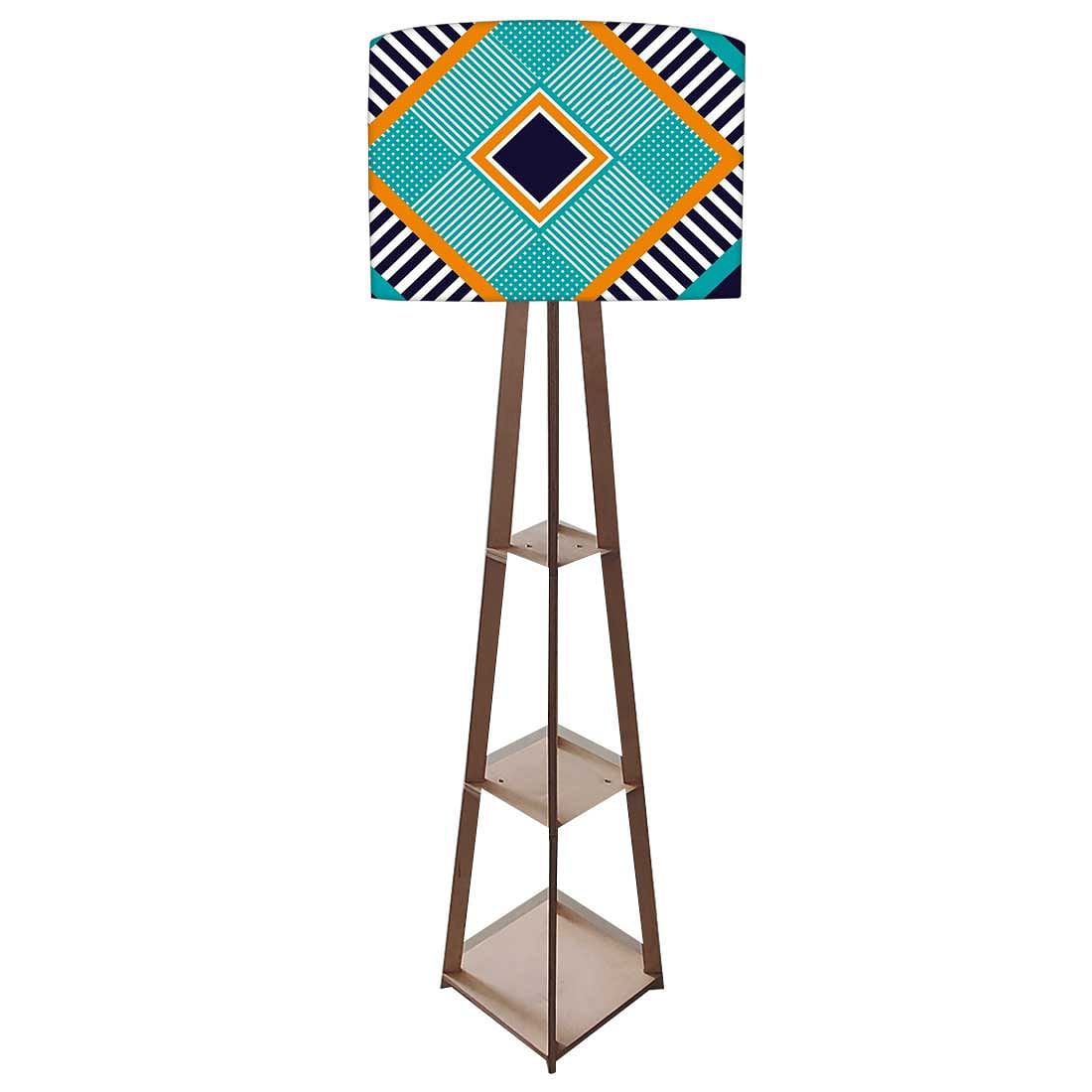 Tripod Wooden Floor Lamp with Shelves - Geometric Nutcase