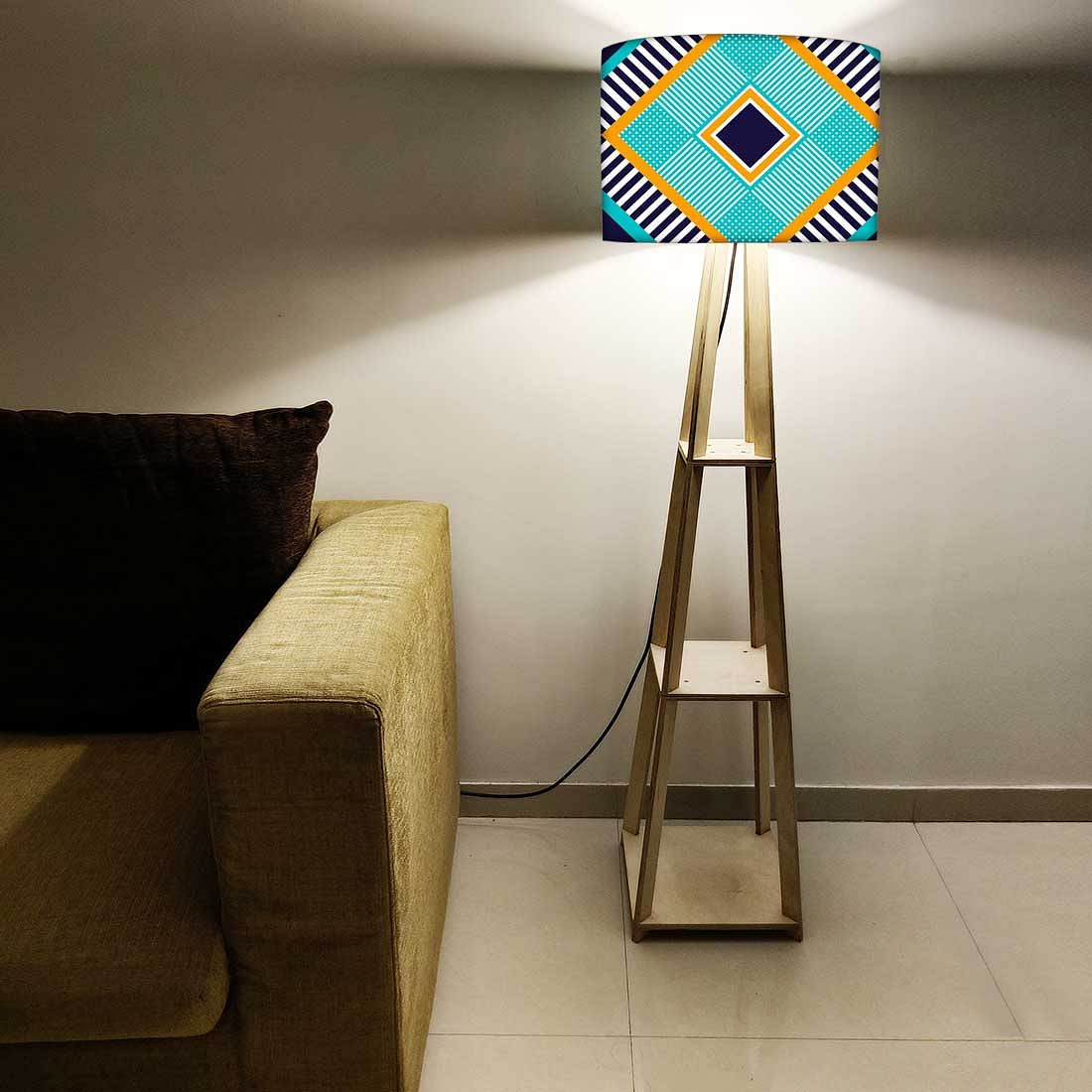 Tripod Wooden Floor Lamp with Shelves - Geometric Nutcase