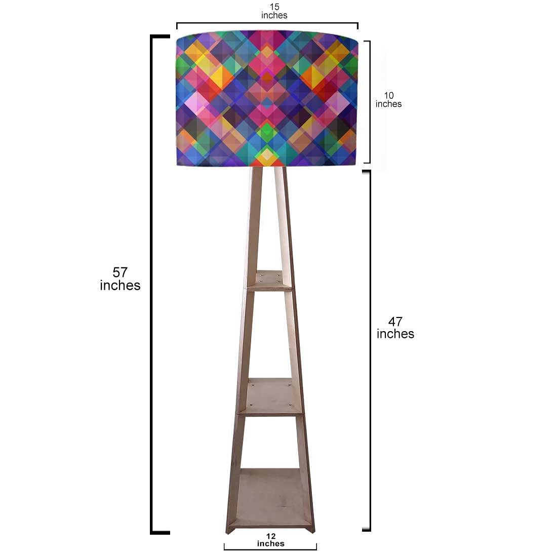 Wooden Tripod Floor Lamp for Living Room - Multicolor Burlap Nutcase