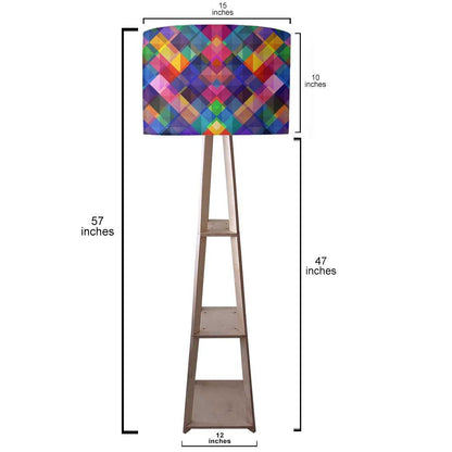 Wooden Tripod Floor Lamp for Living Room - Multicolor Burlap Nutcase