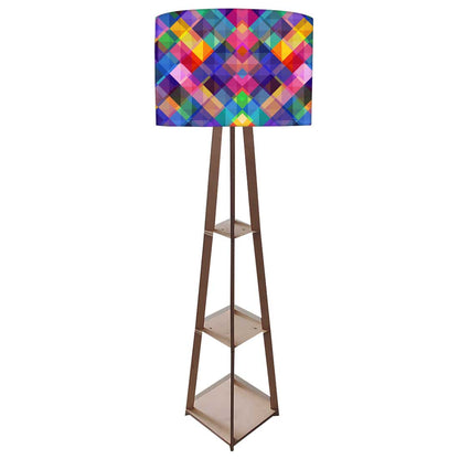 Wooden Tripod Floor Lamp for Living Room - Multicolor Burlap Nutcase