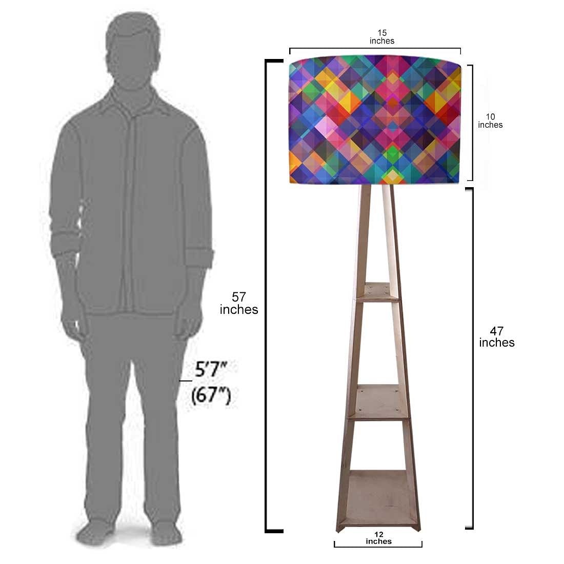 Wooden Tripod Floor Lamp for Living Room - Multicolor Burlap Nutcase