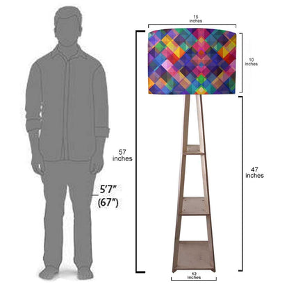 Wooden Tripod Floor Lamp for Living Room - Multicolor Burlap Nutcase