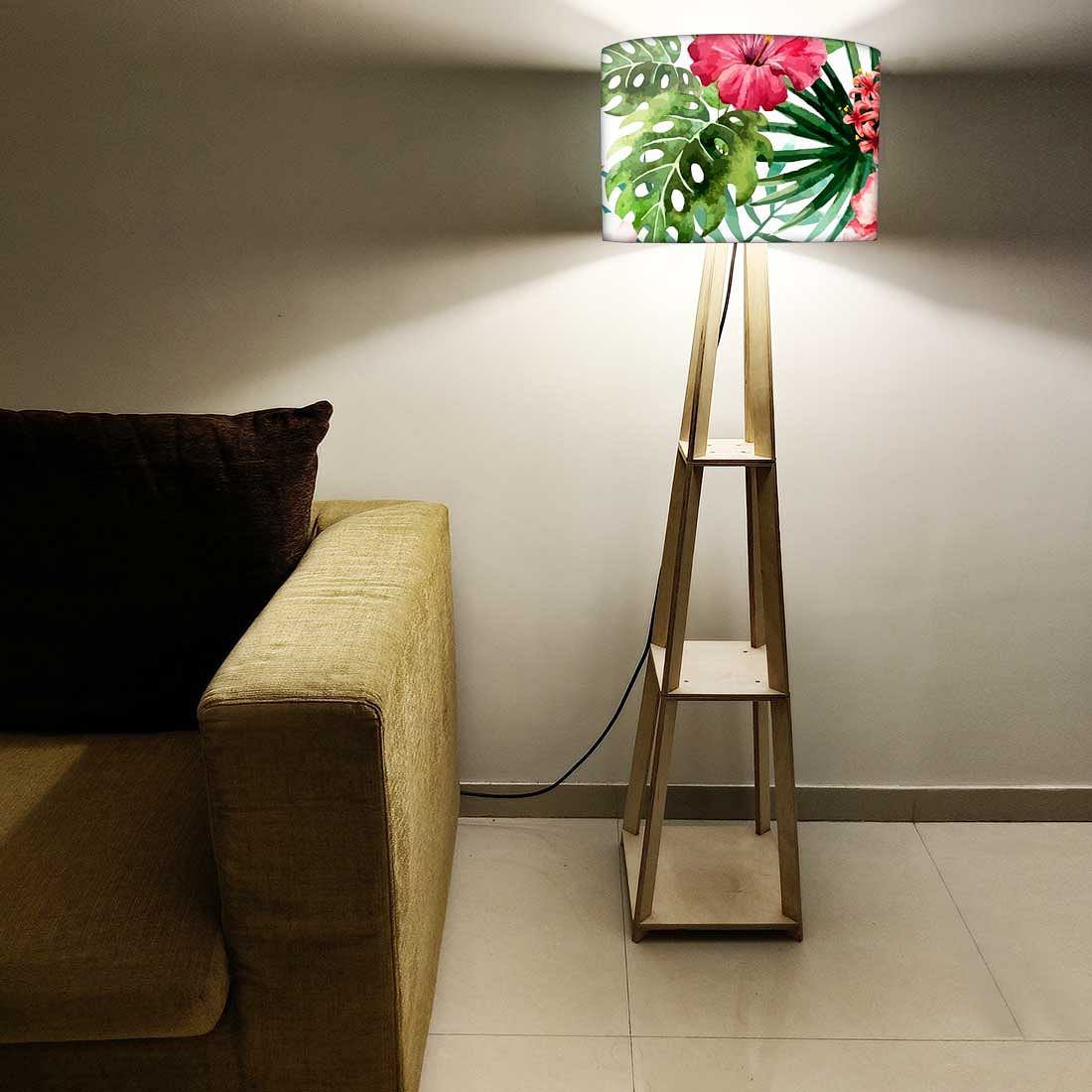 Wooden Floor Lamp Stand Only for Bedroom Lights - Floral Island Nutcase