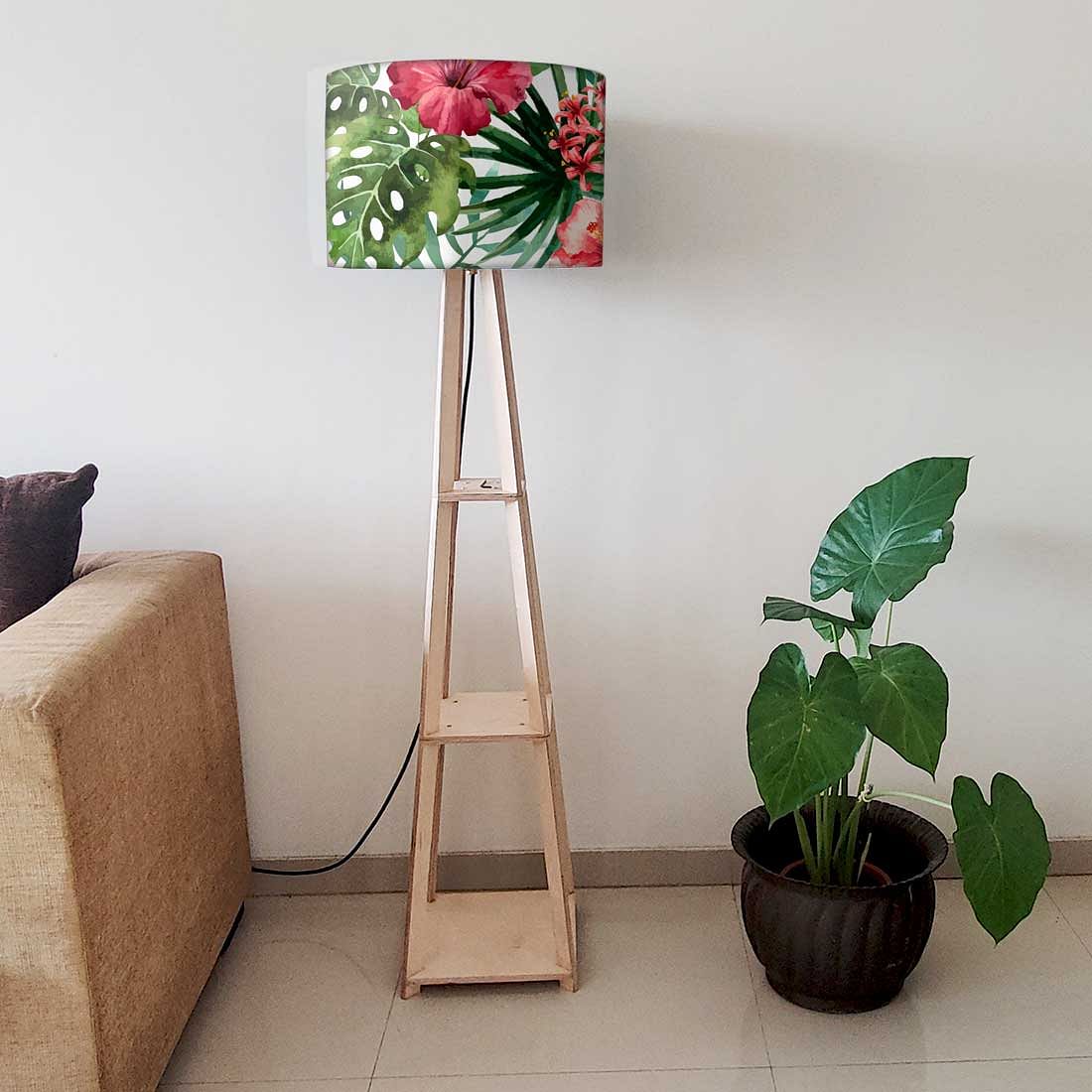 Wooden Floor Lamp Stand Only for Bedroom Lights - Floral Island Nutcase