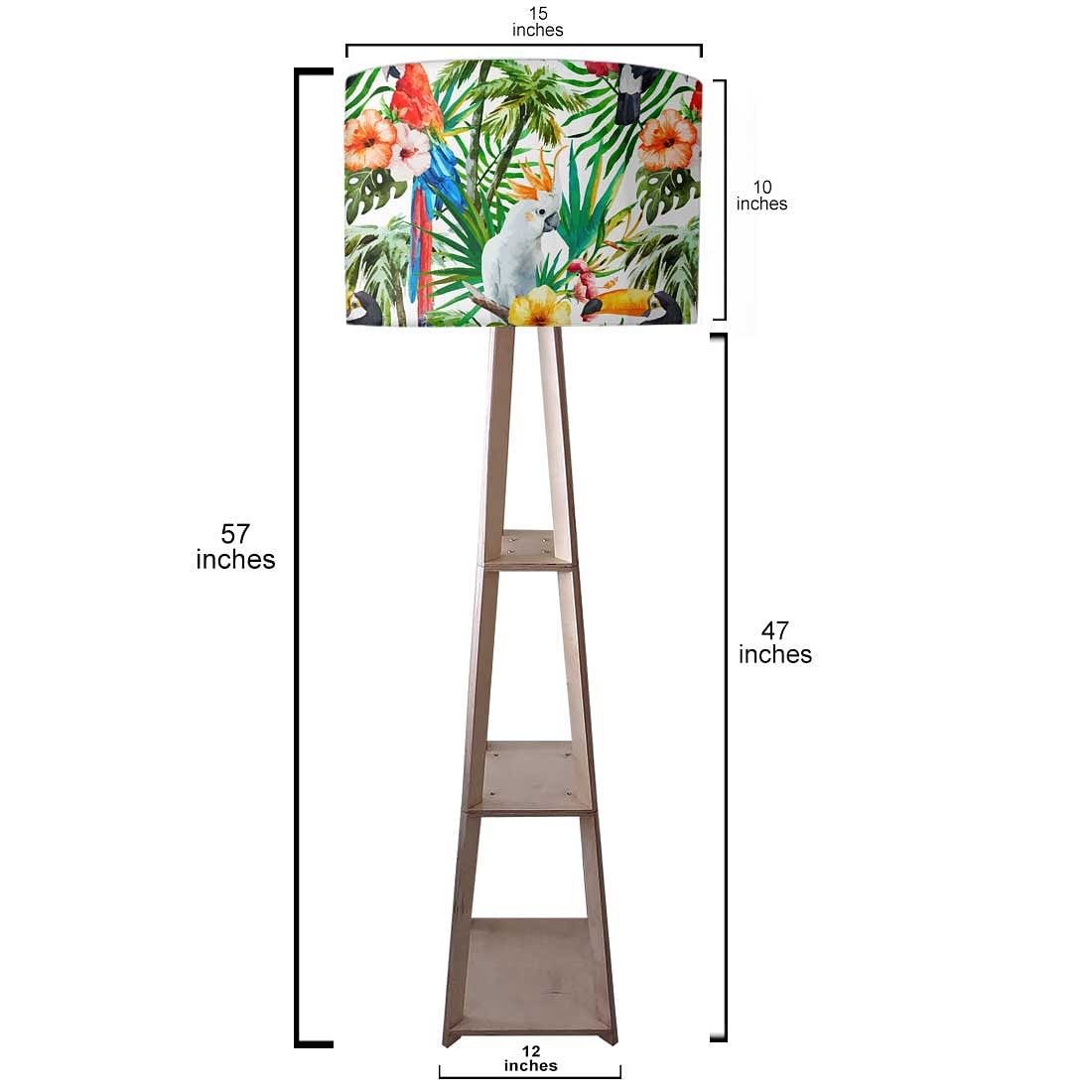 Wooden Tall Lamp for Living Room - Island Birds Nutcase