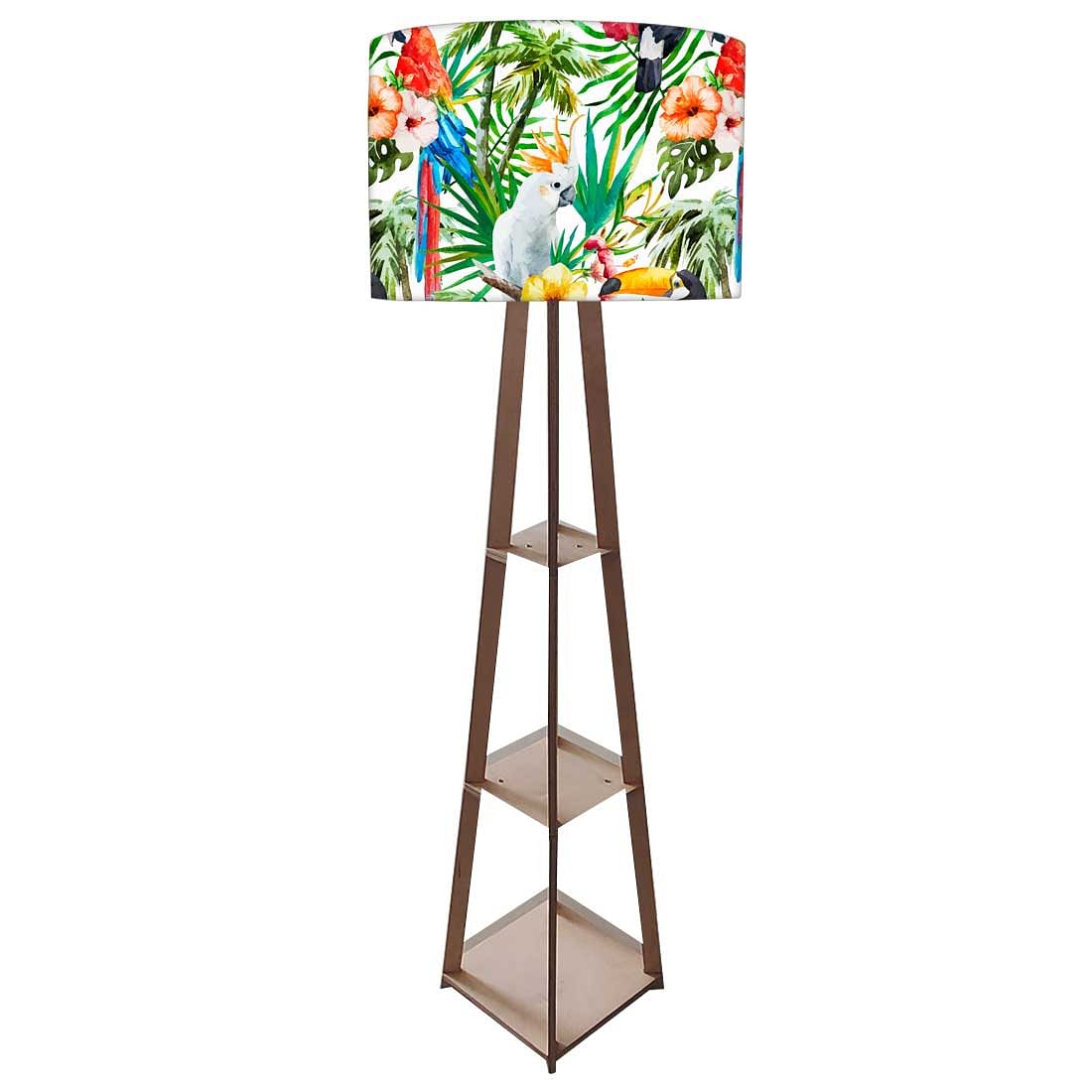 Wooden Tall Lamp for Living Room - Island Birds Nutcase