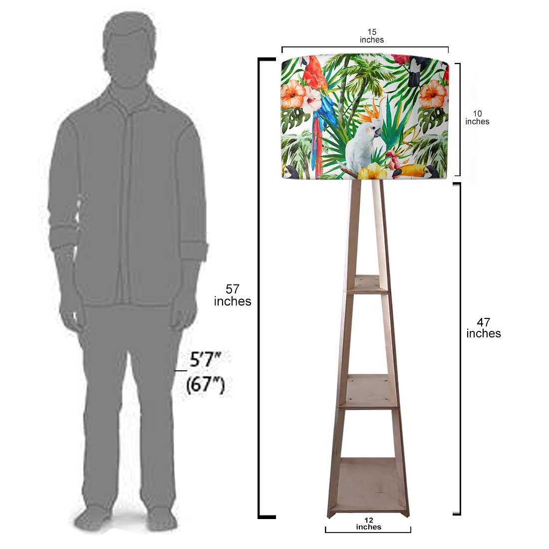 Shelf Tripod Floor Lamp  -   Brown Retro Pattern Nutcase