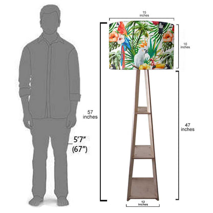 Shelf Tripod Floor Lamp  -   Brown Retro Pattern Nutcase