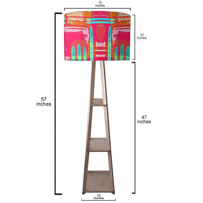Standing Wooden Tripod Light - Pink Abstract Nutcase