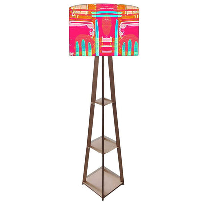 Standing Wooden Tripod Light - Pink Abstract Nutcase
