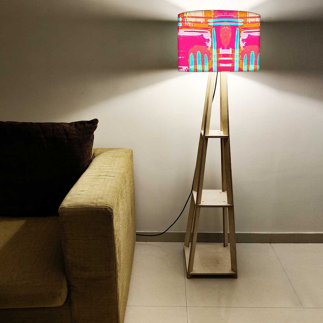 Standing Wooden Tripod Light - Pink Abstract Nutcase