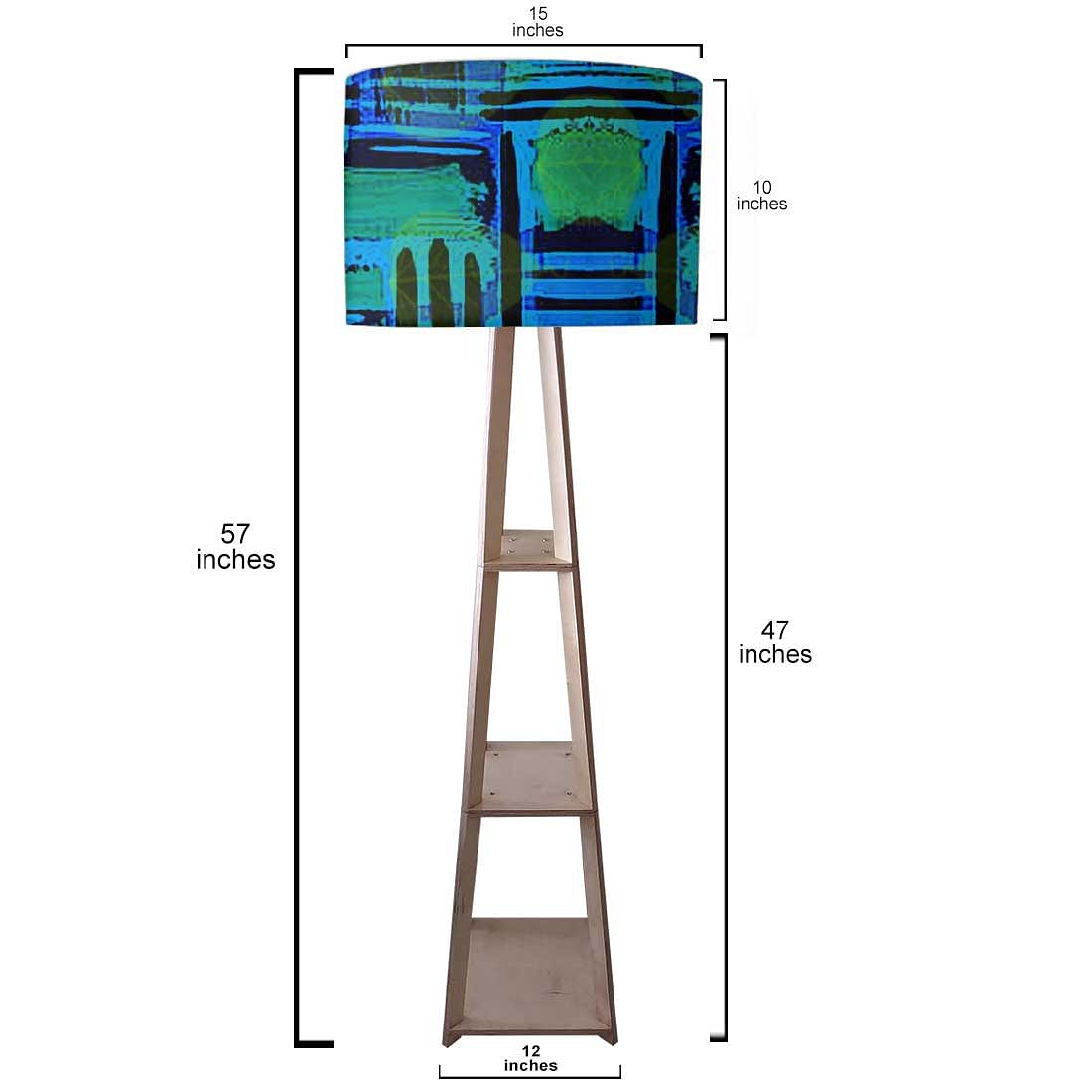 Wooden Tripod Floor Lamp - Blue Abstract Nutcase