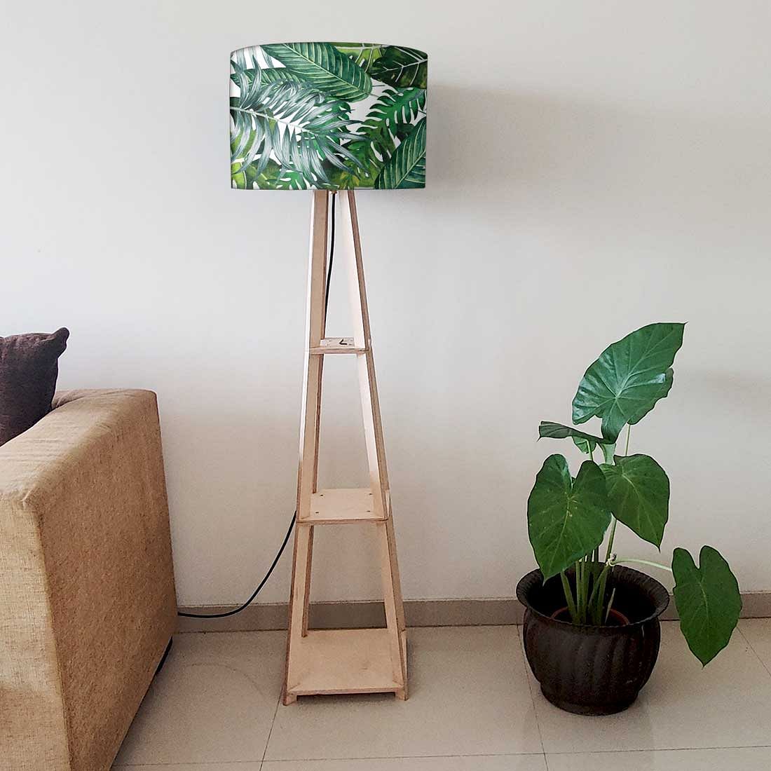 Wooden floor deals lamp stand