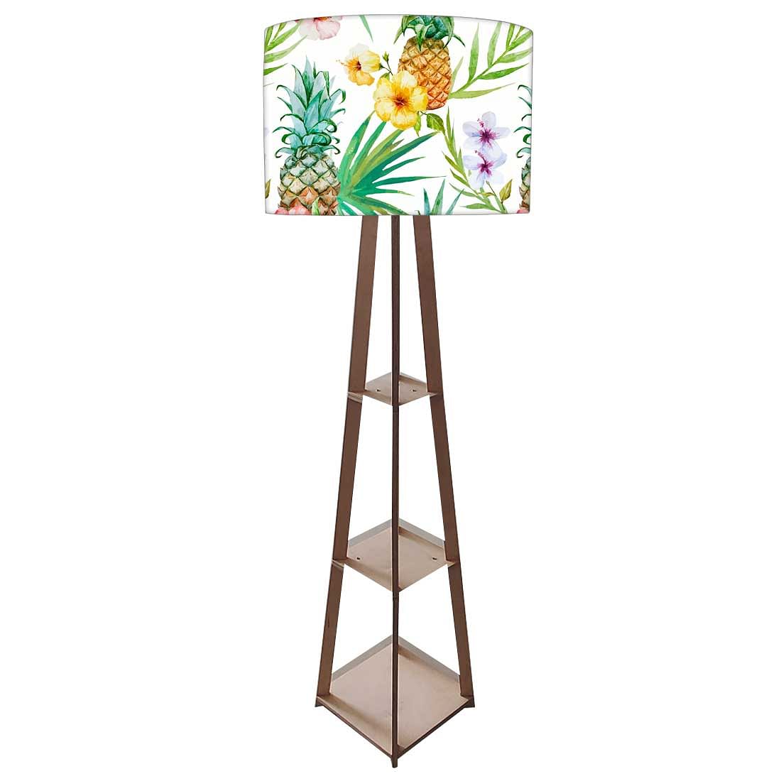 Bedroom Reading Lamp Floor Wooden with Shelf  - Fruits Floral Nutcase