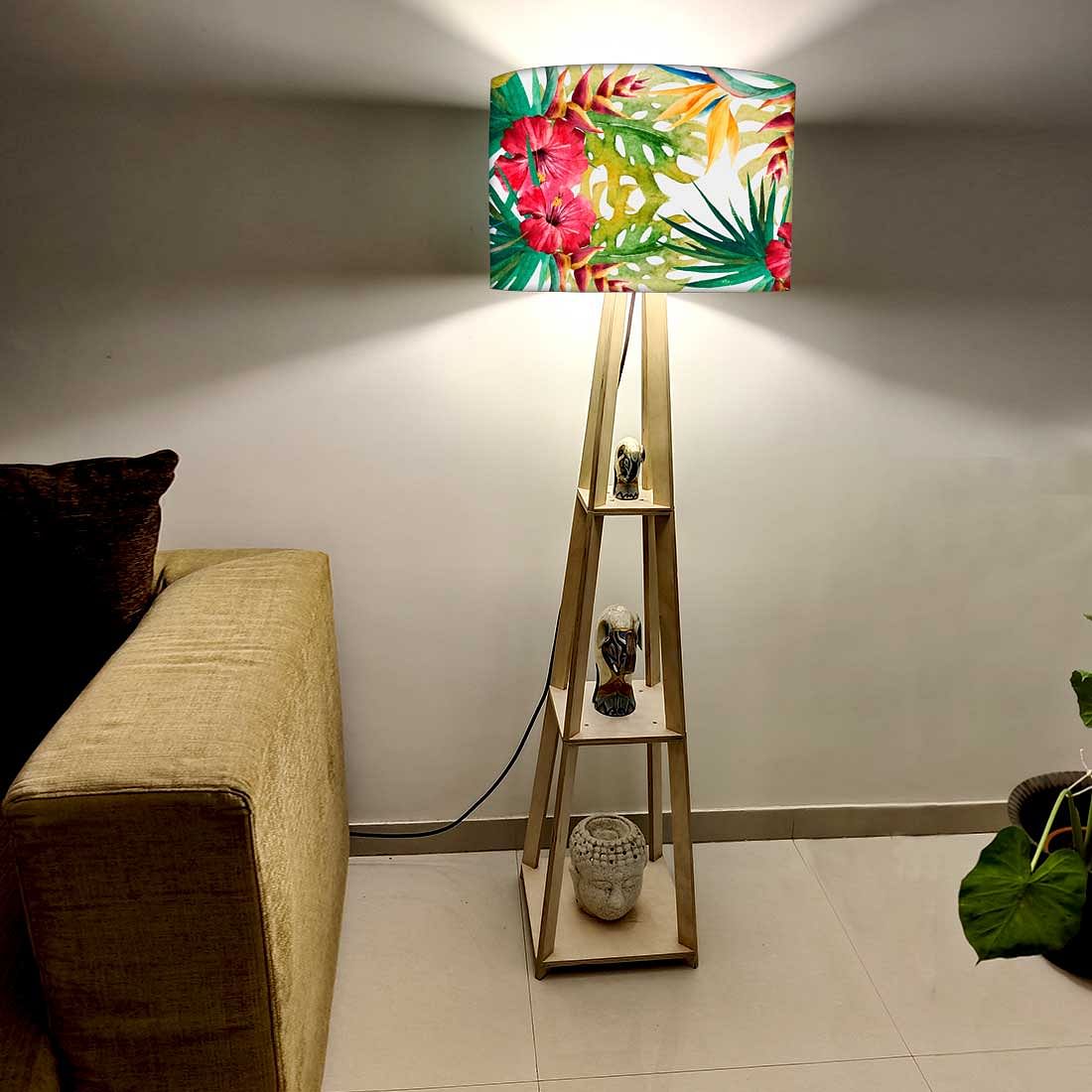 Wooden Cool Floor Lamps for Living Room - Floral Nutcase