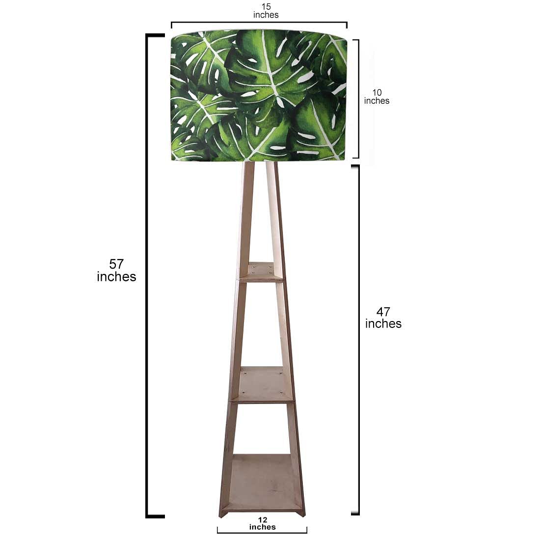 Tall Wooden Standing Lamps with Shelf - Monestera Jungle Nutcase