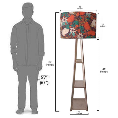 Wooden Corner Lamps with Shelves  -   Brown Retro Art Nutcase