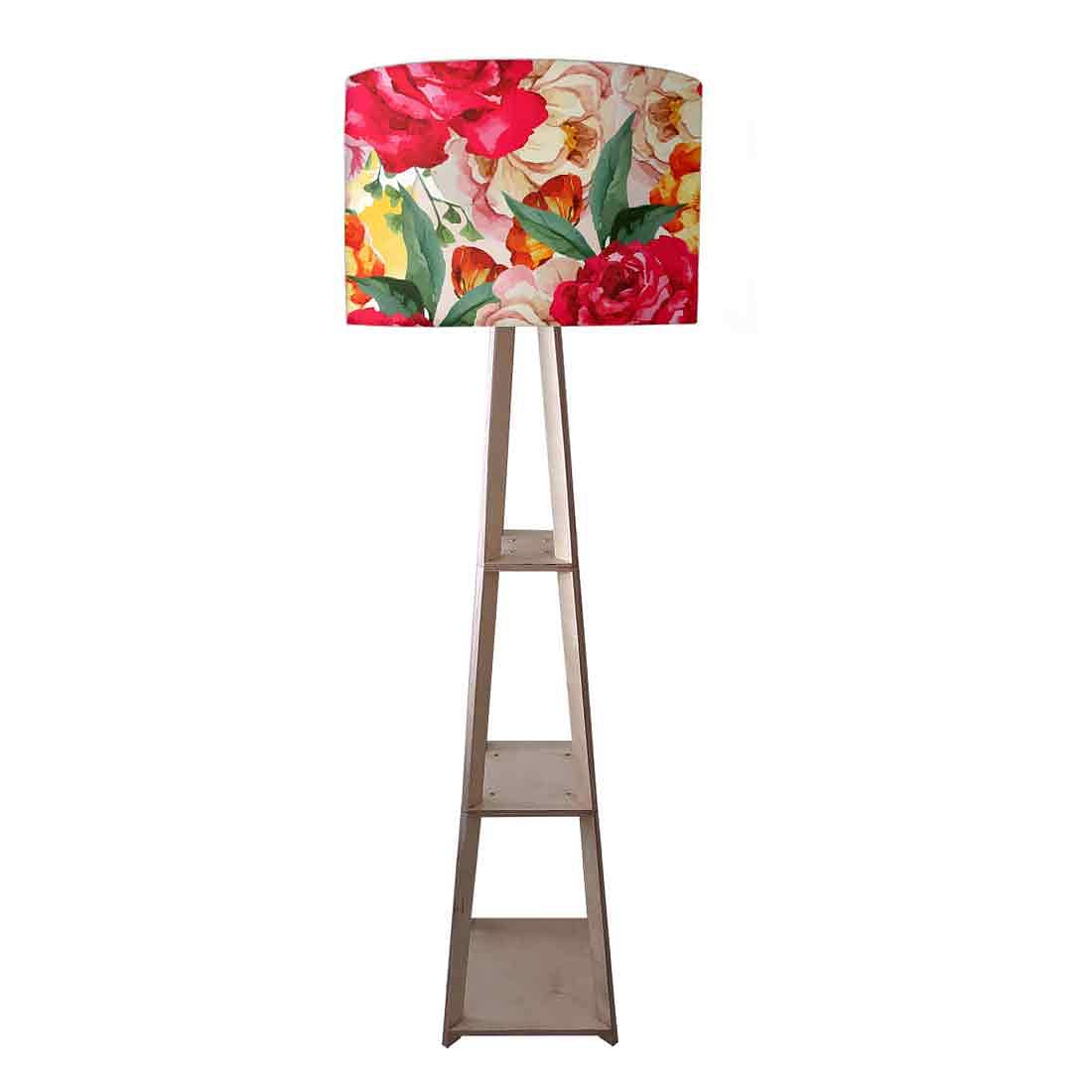 Wooden Floor Standing Lamp for Hall -  Floral Colors Nutcase