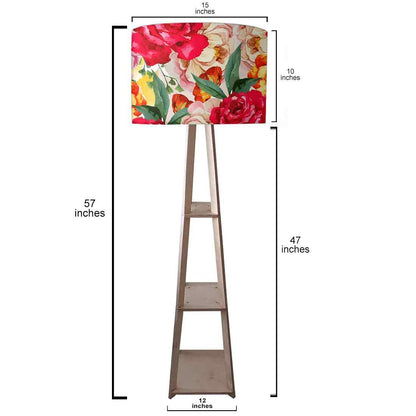 Wooden Floor Standing Lamp for Hall -  Floral Colors Nutcase