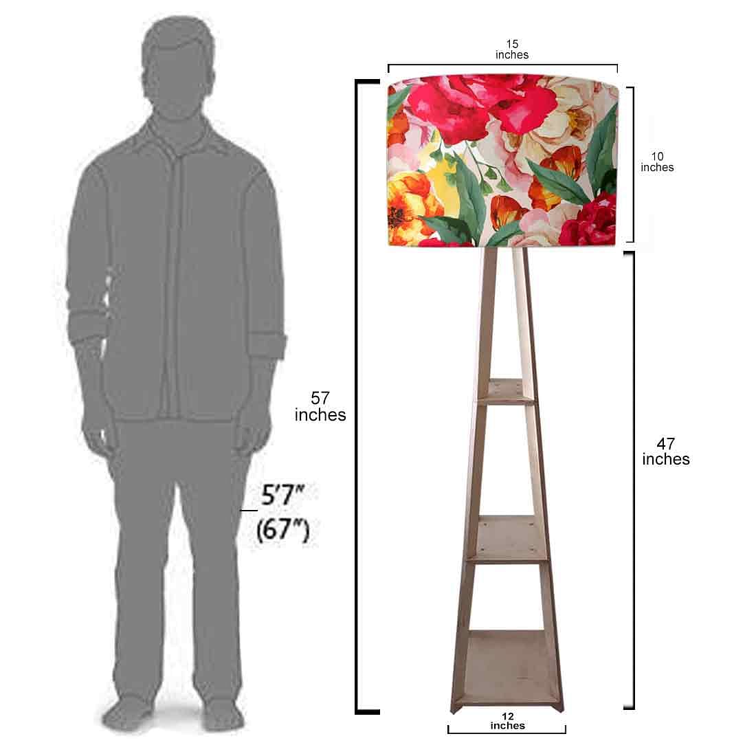 Wooden Floor Standing Lamp for Hall -  Floral Colors Nutcase
