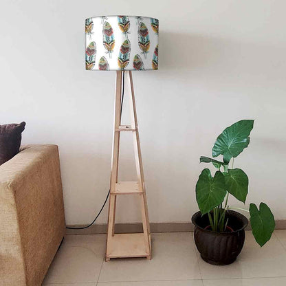 Wooden Floor Lamps Homecentre with Shelves - Feathers Nutcase