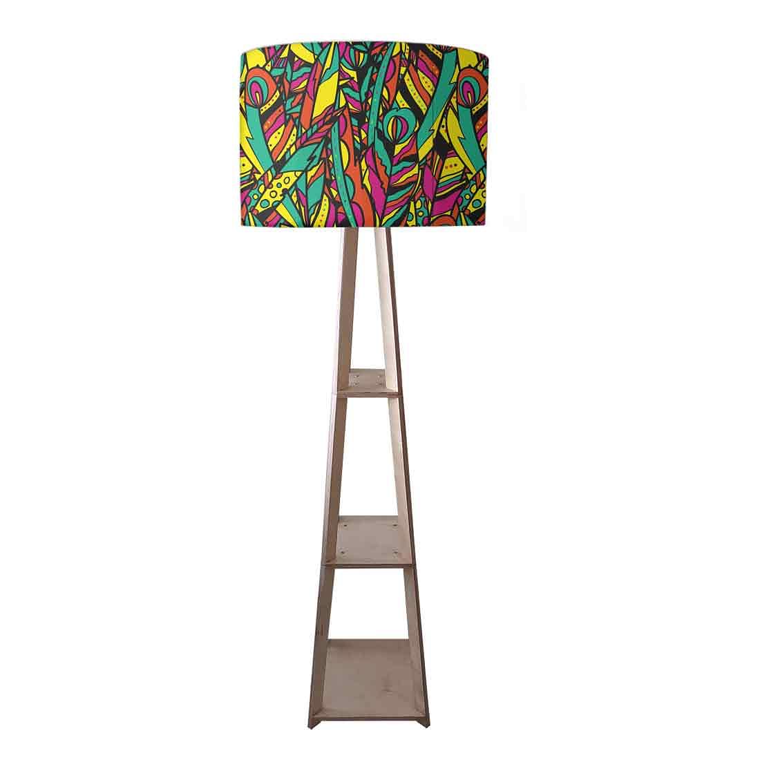 Wooden Floor Standing Tripod Lamp - Feathers Nutcase