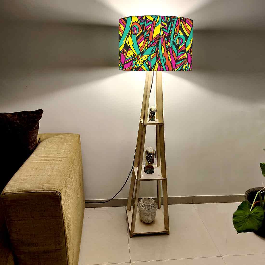 Wooden Floor Standing Tripod Lamp - Feathers Nutcase