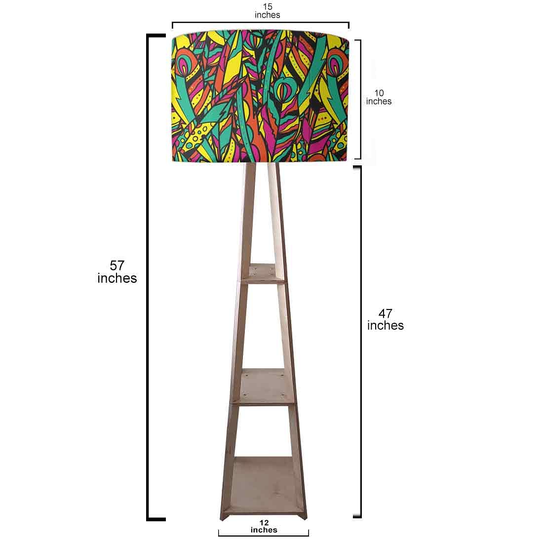 Wooden Floor Standing Tripod Lamp - Feathers Nutcase