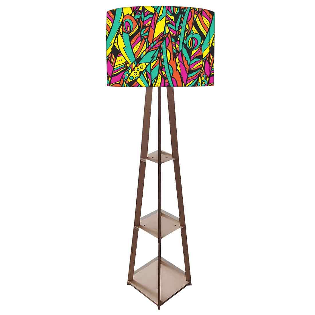 Wooden Floor Standing Tripod Lamp - Feathers Nutcase