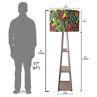 Wooden Floor Standing Tripod Lamp - Feathers Nutcase