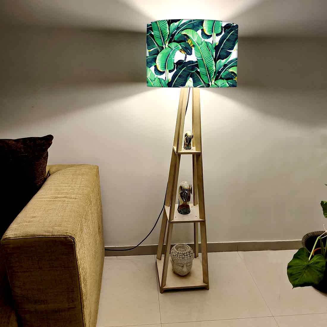 Tall Lamps for Living Room Wooden Tripod Light - Banana Leaves Nutcase