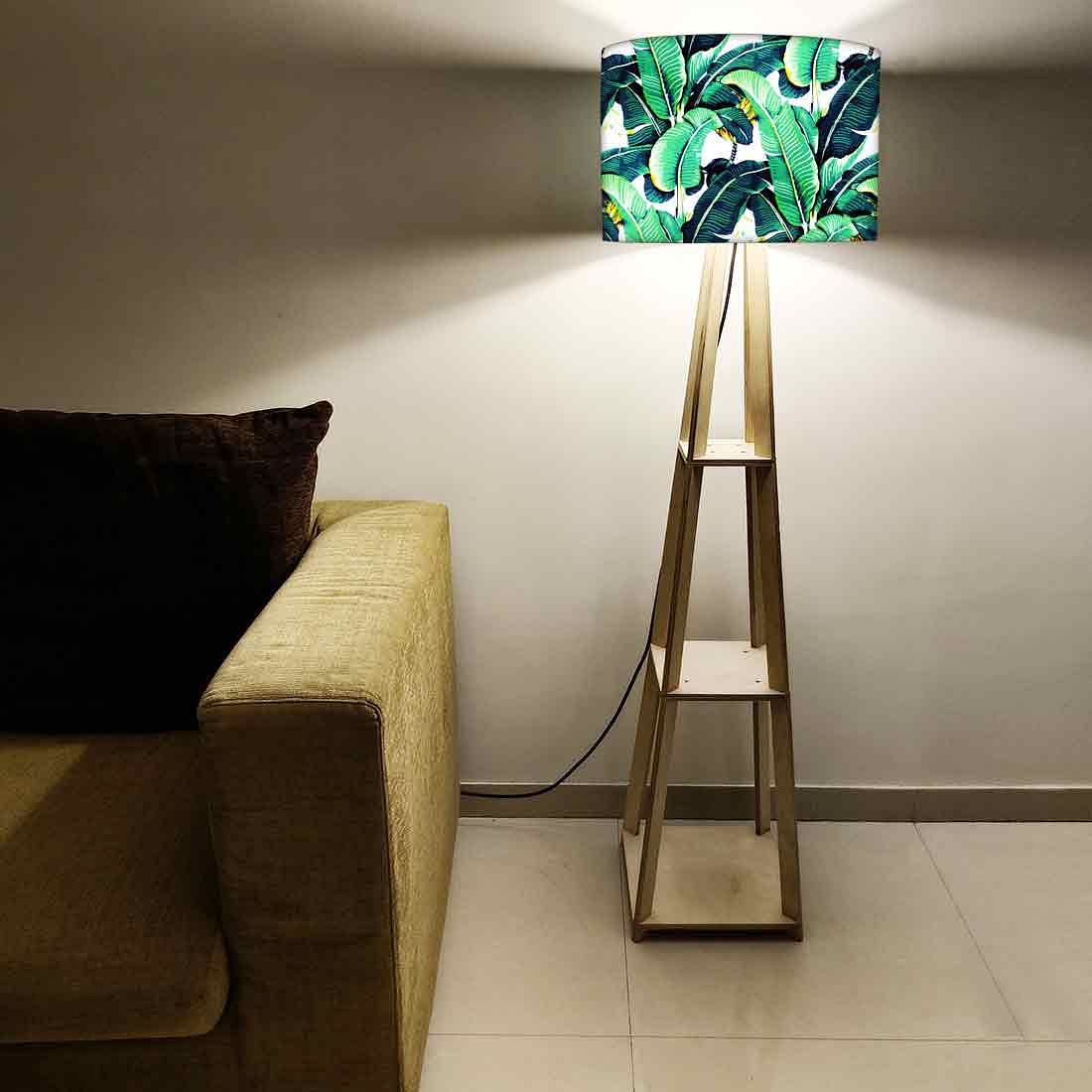 Tall Lamps for Living Room Wooden Tripod Light - Banana Leaves Nutcase