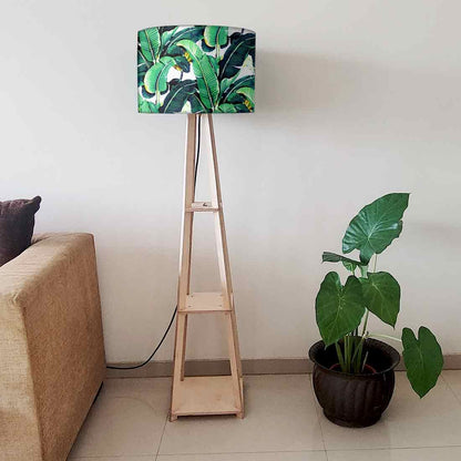 Tall Lamps for Living Room Wooden Tripod Light - Banana Leaves Nutcase