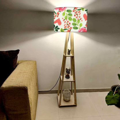 Wooden Tripod Floor Lamp for Living Room - Cute Floral Nutcase