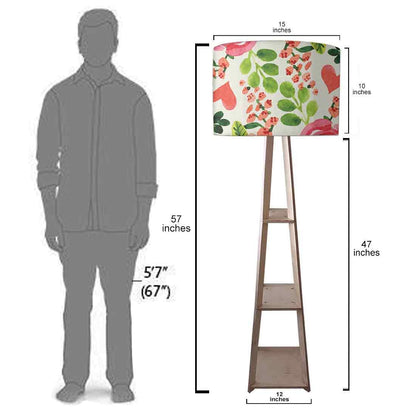 Wooden Tripod Floor Lamp for Living Room - Cute Floral Nutcase